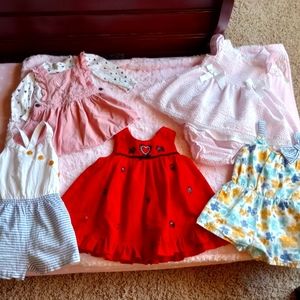 Bundle of three dresses and two adorable rompers